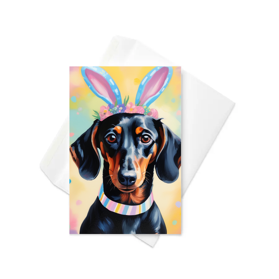 PugMug Custom Black Dachshund Greeting Card