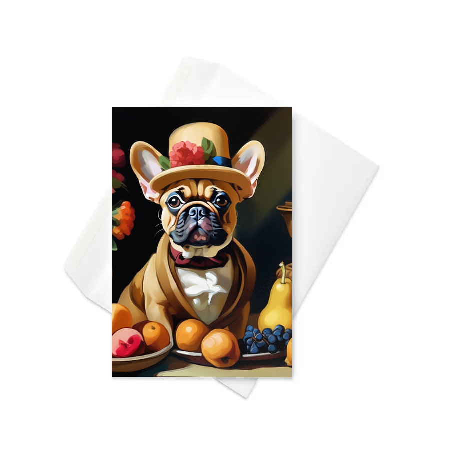 PugMug Custom Tan French Bulldog Greeting Card