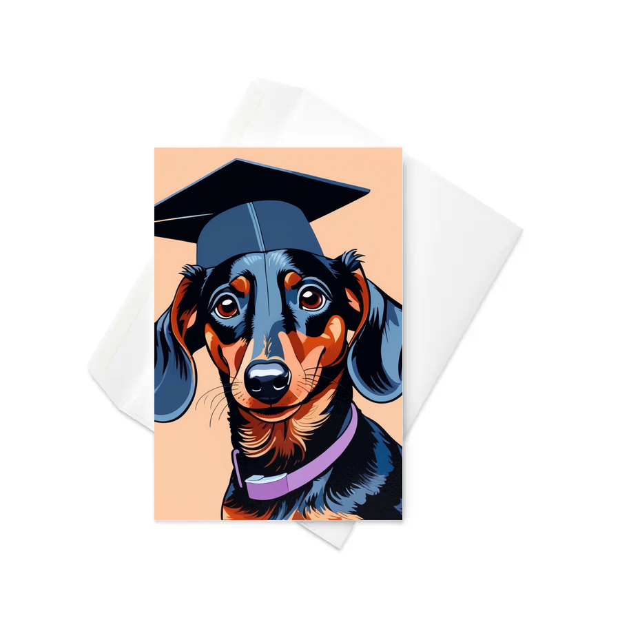 PugMug Custom Black Dachshund Greeting Card