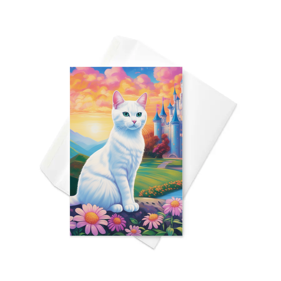PugMug Custom White American Shorthair Cat Greeting Card