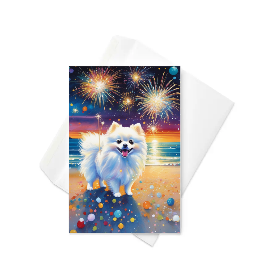 PugMug Custom White Pomeranian Greeting Card