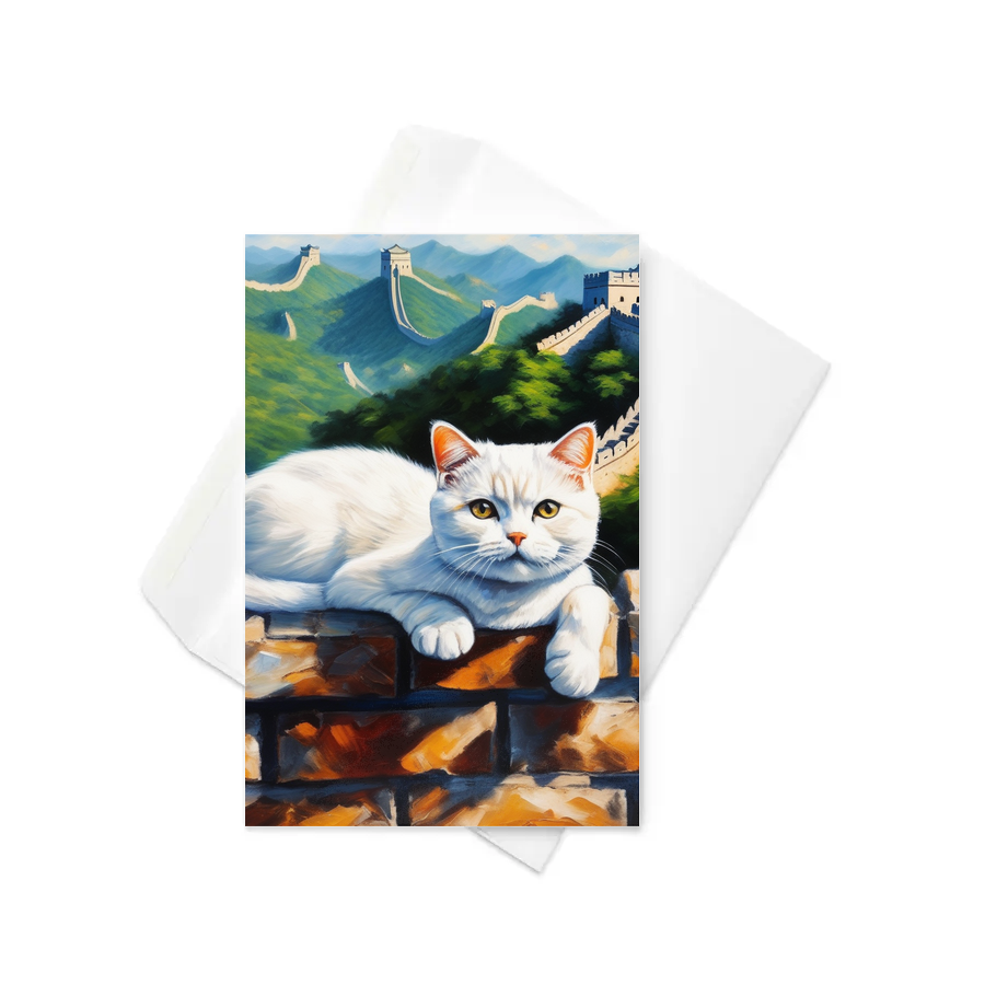 PugMug Custom White British Shorthair Cat Greeting Card