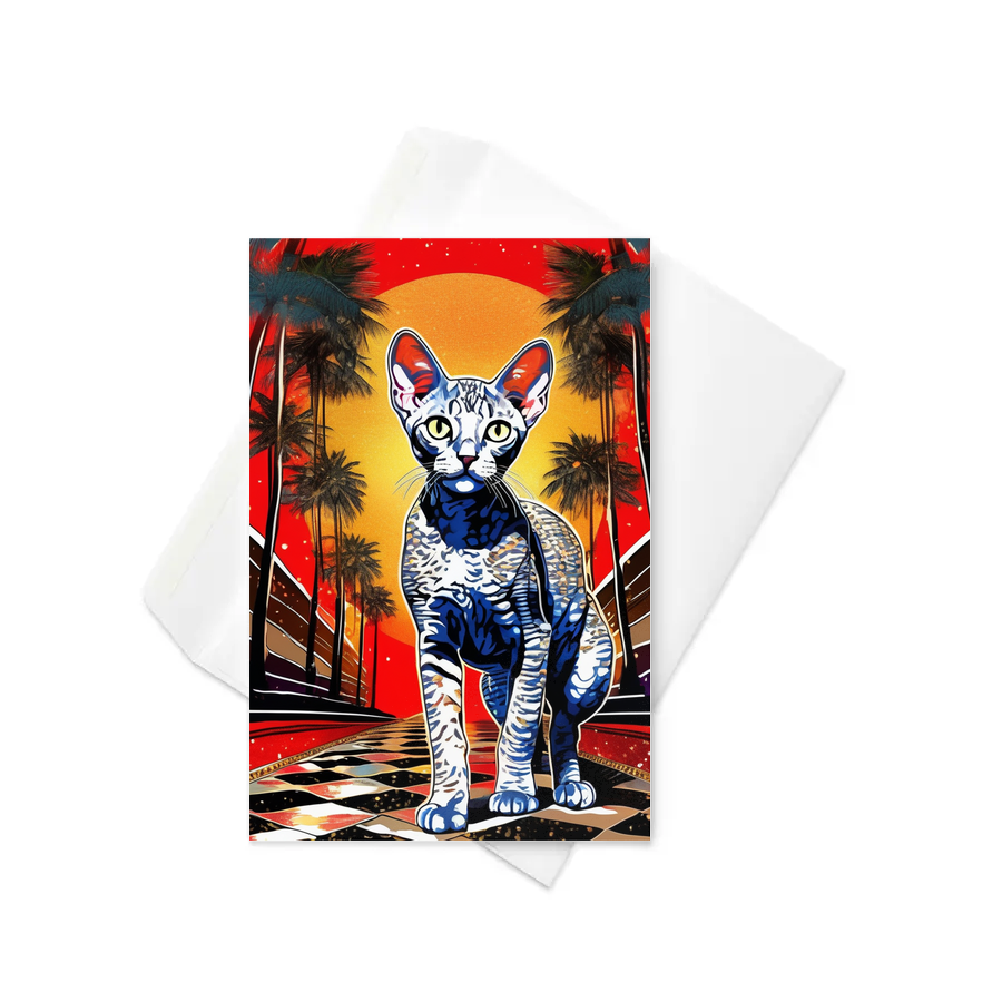 PugMug Custom Tabby Devon Rex Cat Greeting Card