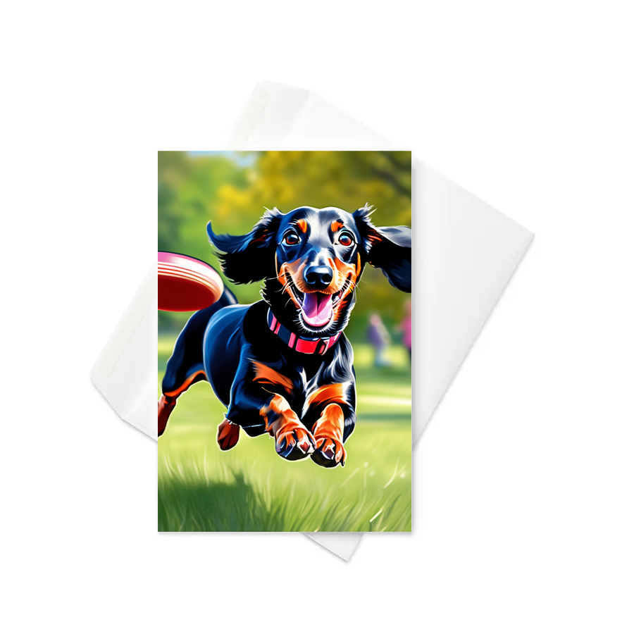 PugMug Custom Black Dachshund Greeting Card