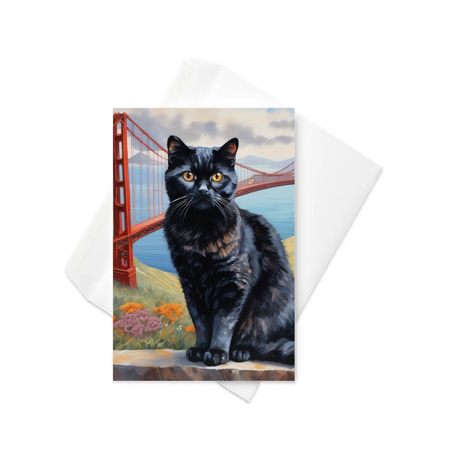 PugMug Custom Black Scottish Fold Cat Greeting Card