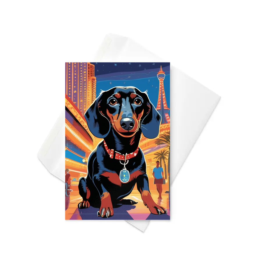 PugMug Custom Black Dachshund Greeting Card
