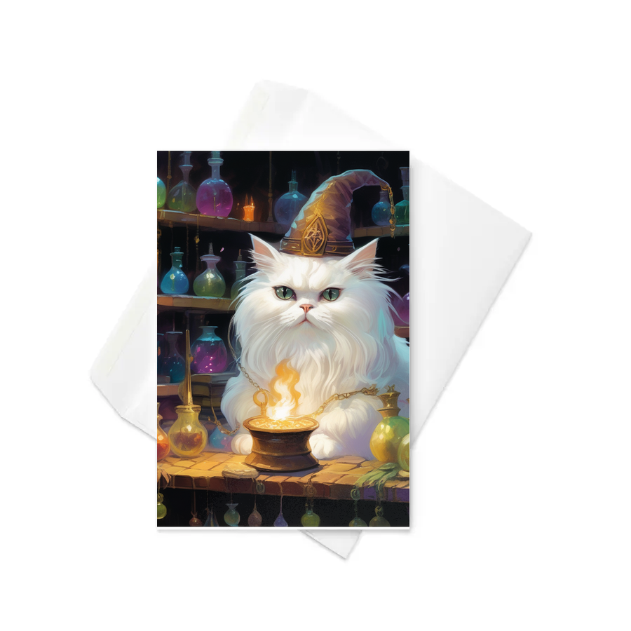 PugMug Custom White Persian Cat Greeting Card