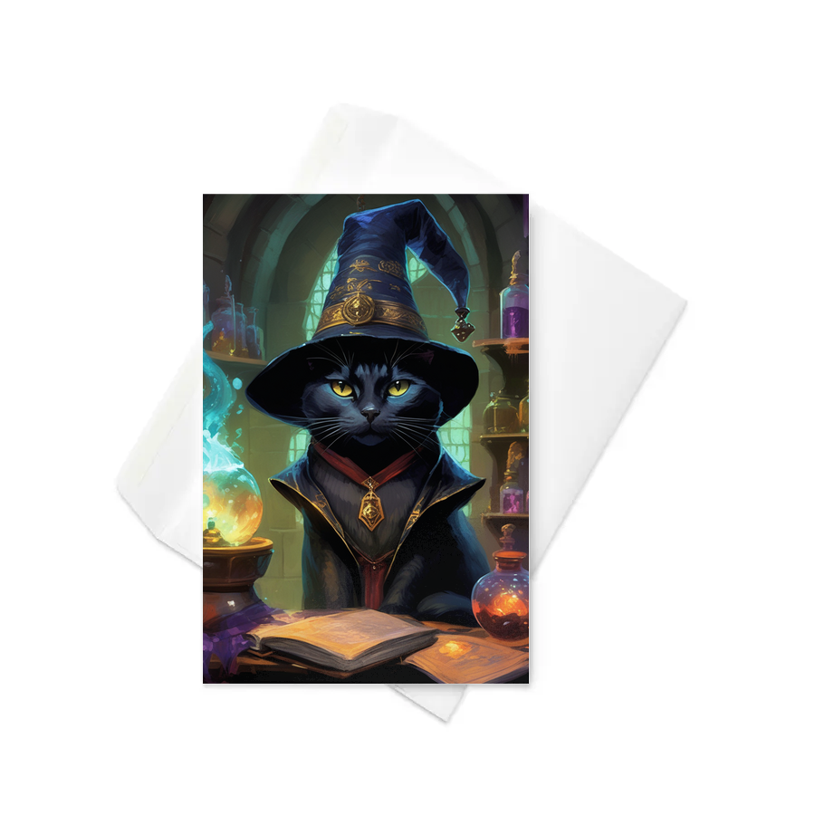 PugMug Custom Black American Shorthair Cat Greeting Card