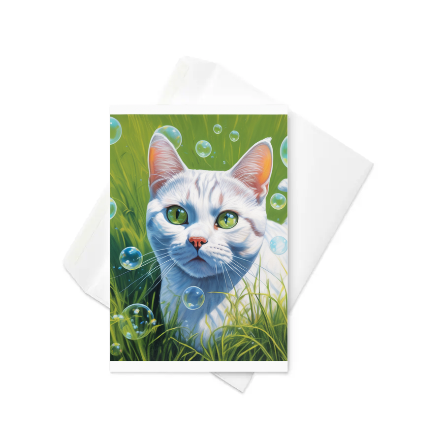 PugMug Custom White American Shorthair Cat Greeting Card