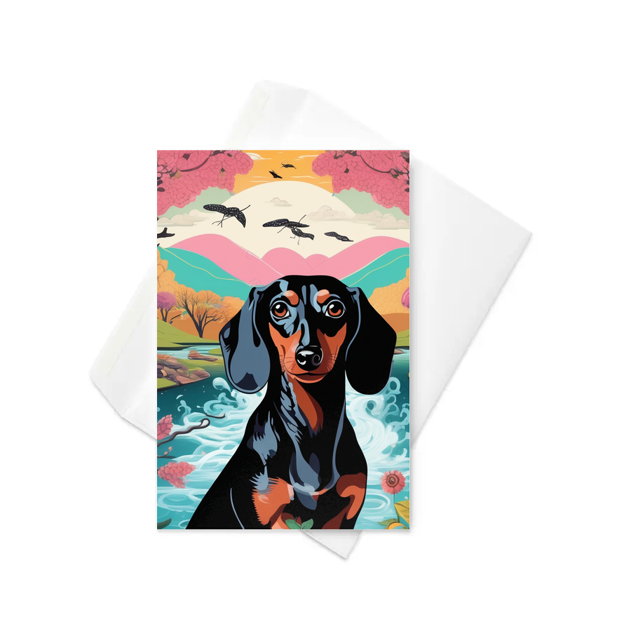 PugMug Custom Black Dachshund Greeting Card