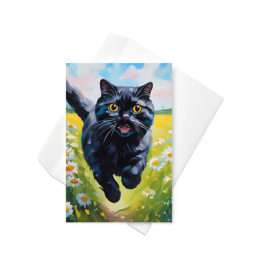 PugMug Custom Black Scottish Fold Cat Greeting Card