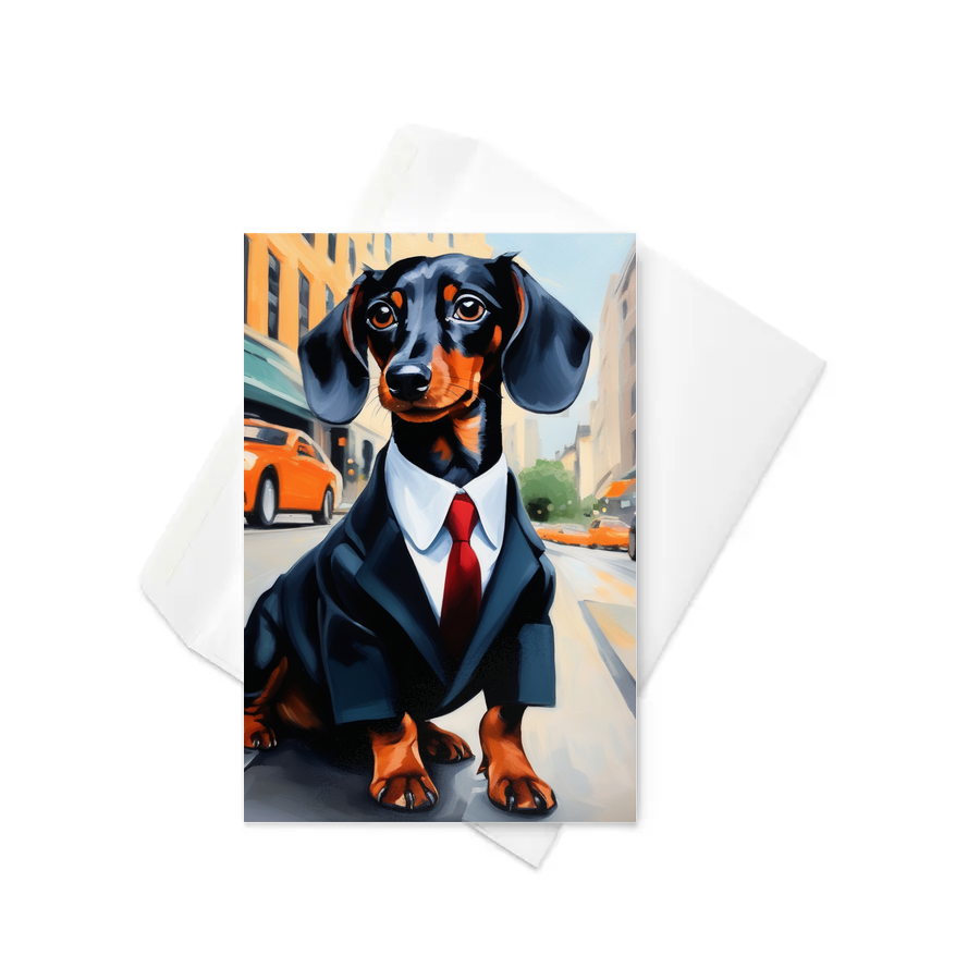 PugMug Custom Black Dachshund Greeting Card