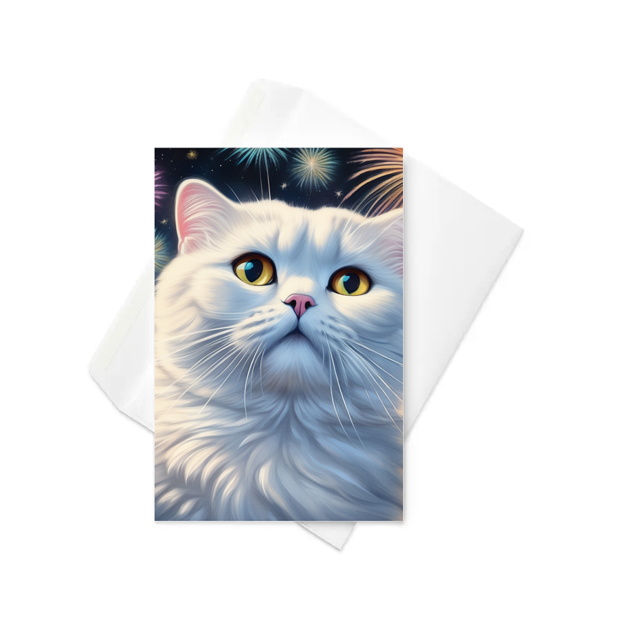 PugMug Custom White Scottish Fold Cat Greeting Card
