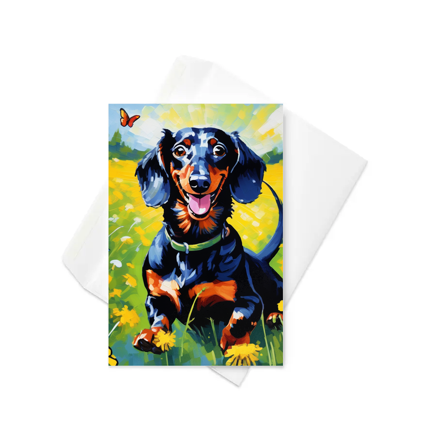 PugMug Custom Black Dachshund Greeting Card