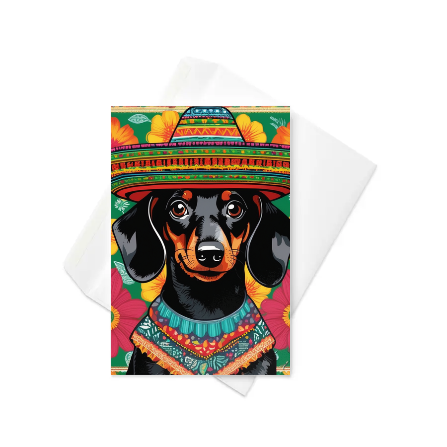 PugMug Custom Black Dachshund Greeting Card