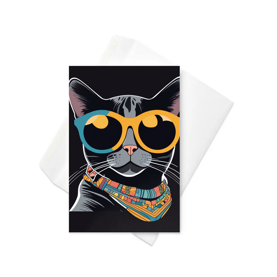 PugMug Custom Black American Shorthair Cat Greeting Card