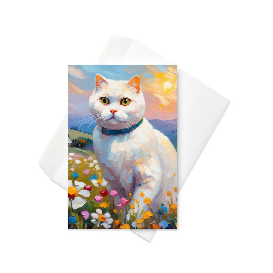 PugMug Custom White Scottish Fold Cat Greeting Card