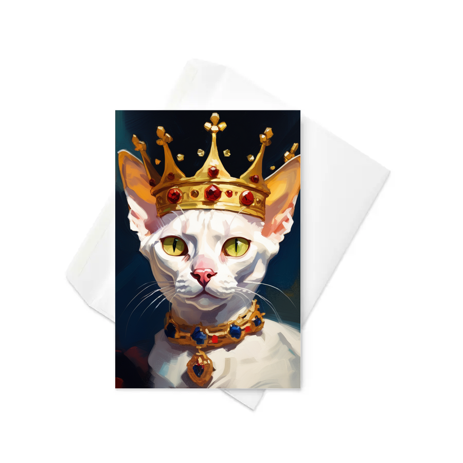 PugMug Custom White Devon Rex Cat Greeting Card