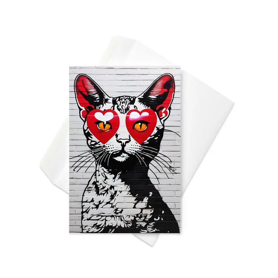 PugMug Custom Tabby Devon Rex Cat Greeting Card