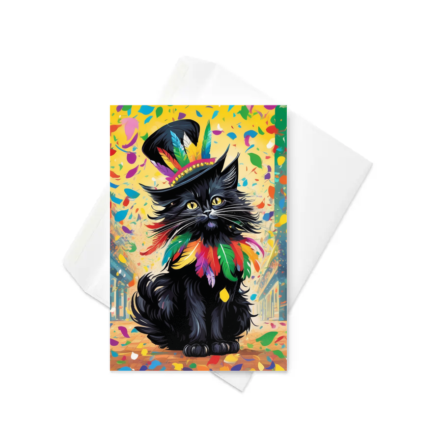 PugMug Custom Black Maine Coon Cat Greeting Card