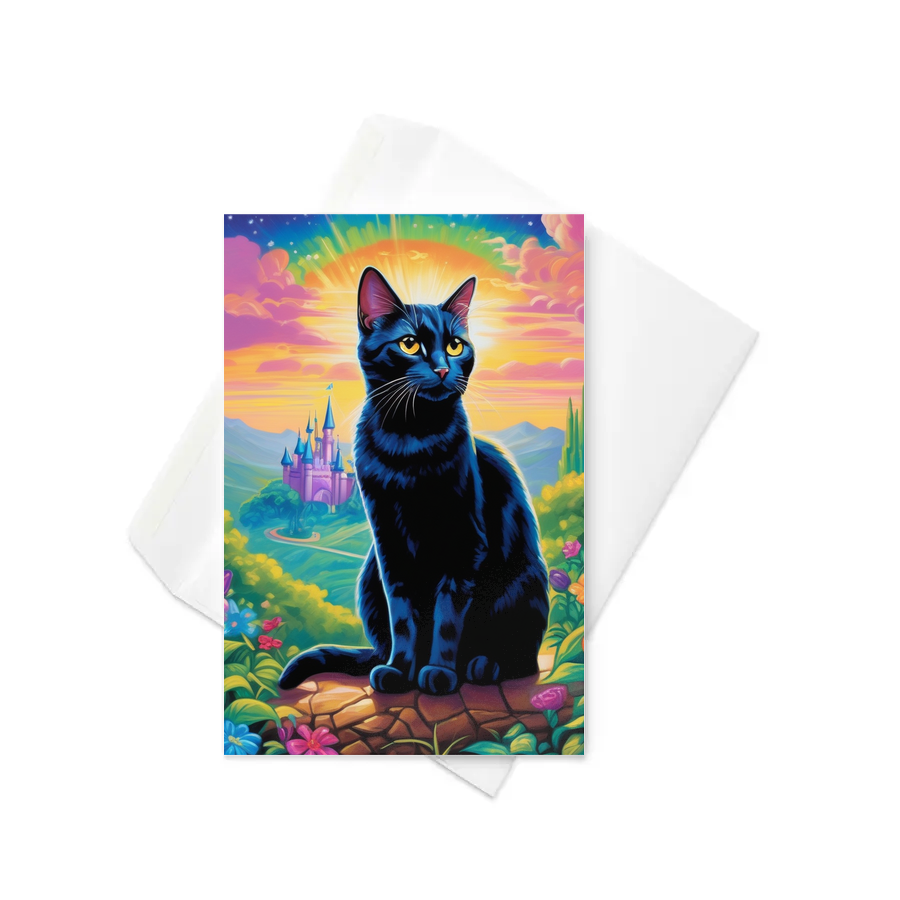 PugMug Custom Black American Shorthair Cat Greeting Card