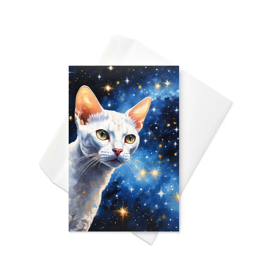 PugMug Custom White Devon Rex Cat Greeting Card