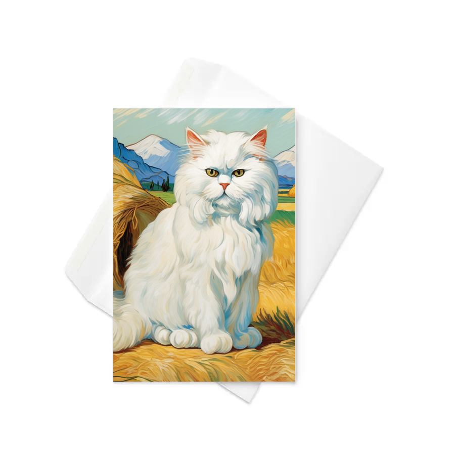 PugMug Custom White Persian Cat Greeting Card
