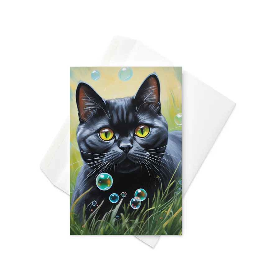 PugMug Custom Black British Shorthair Cat Greeting Card