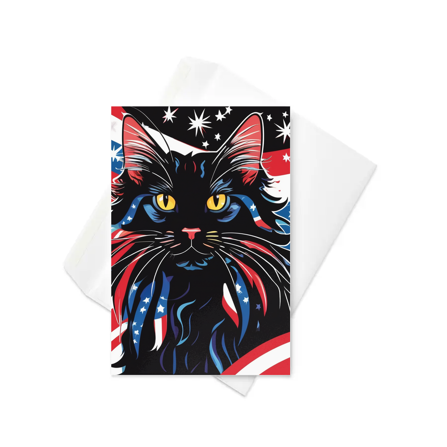 PugMug Custom Black Maine Coon Cat Greeting Card