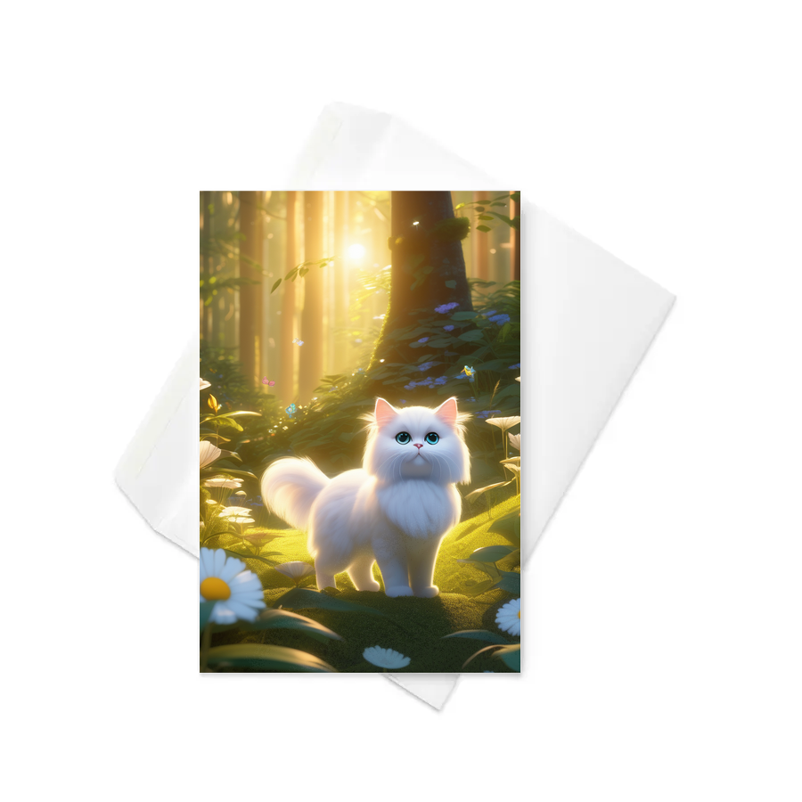 PugMug Custom White Persian Cat Greeting Card
