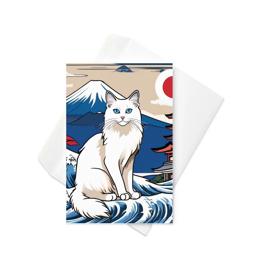 PugMug Custom White Ragdoll Cat Greeting Card