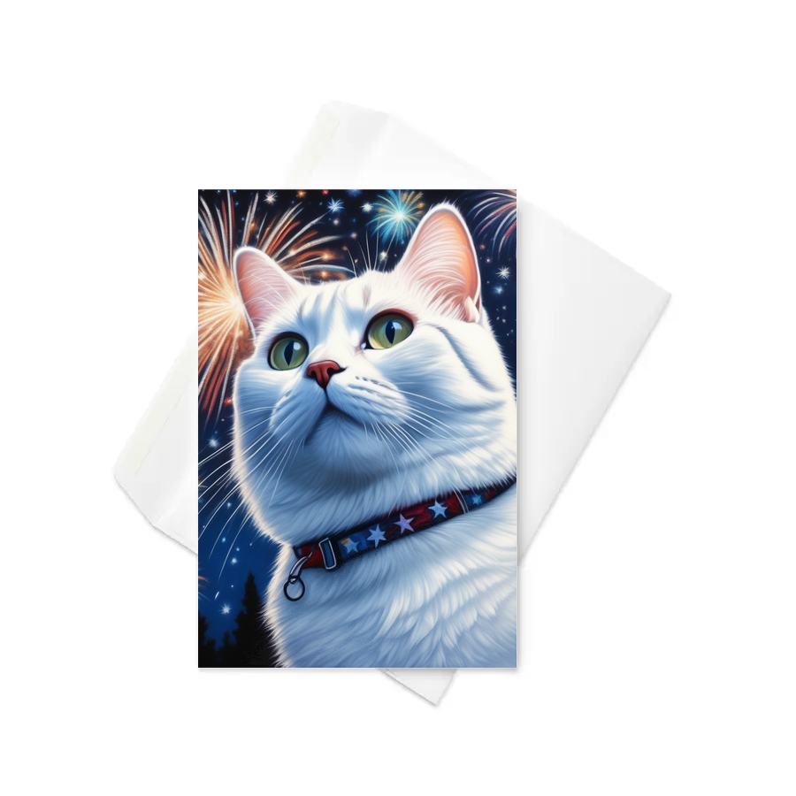 PugMug Custom White American Shorthair Cat Greeting Card