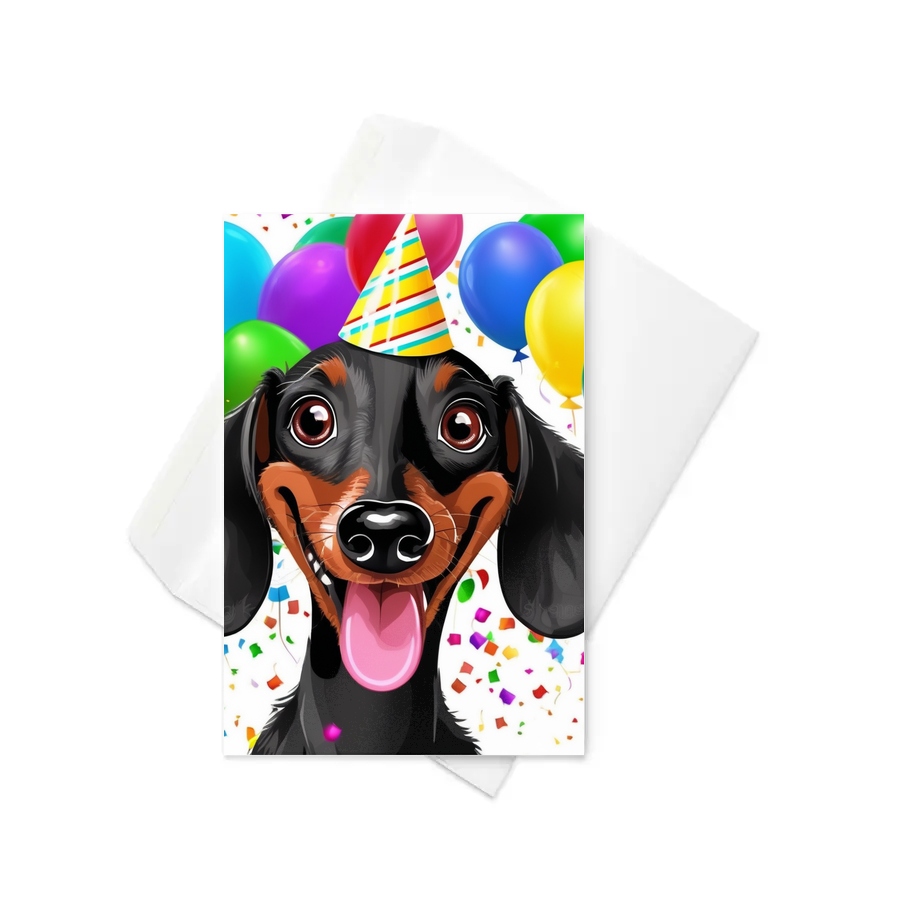 PugMug Custom Black Dachshund Greeting Card