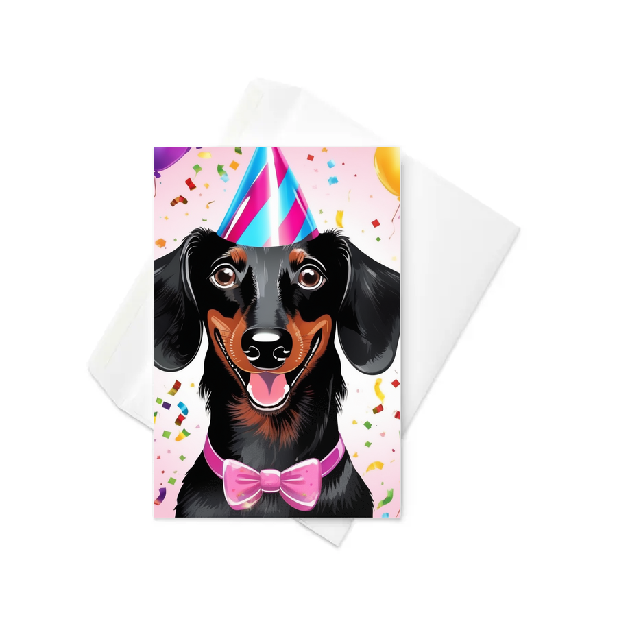 PugMug Custom Black Dachshund Greeting Card