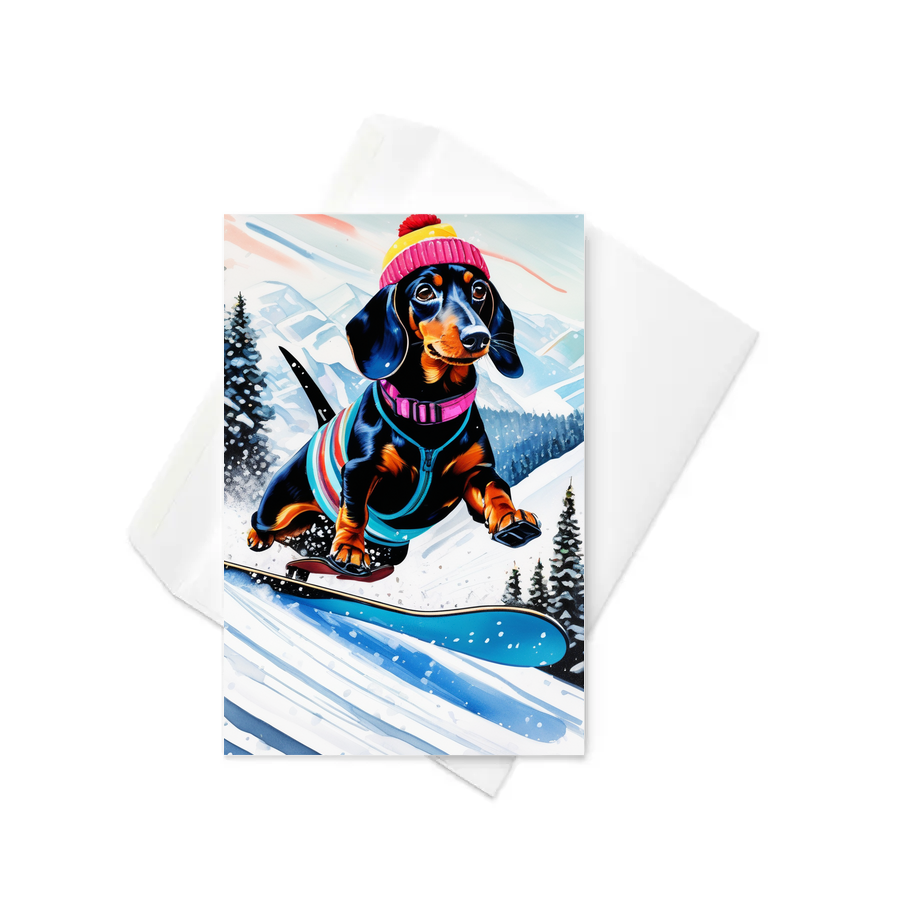 PugMug Custom Black Dachshund Greeting Card