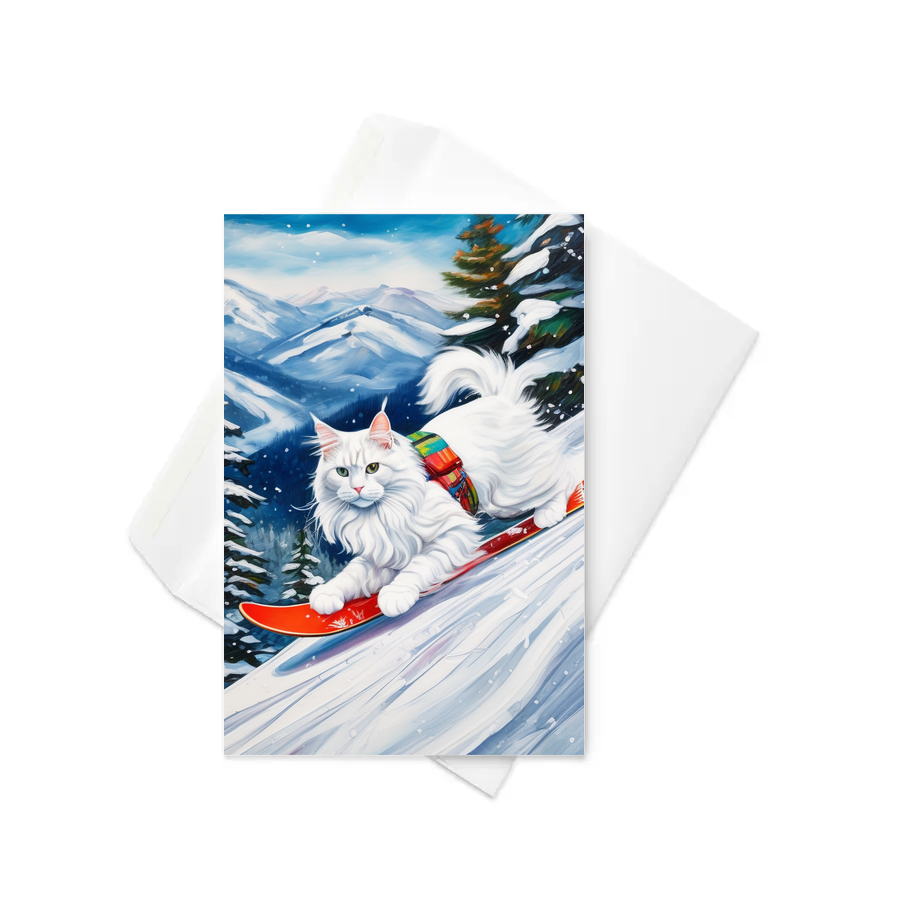 PugMug Custom White Maine Coon Cat Greeting Card