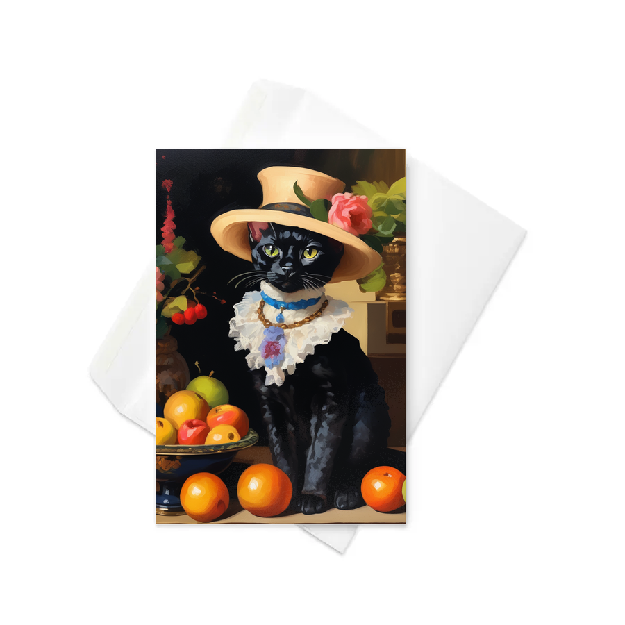 PugMug Custom Black Devon Rex Cat Greeting Card