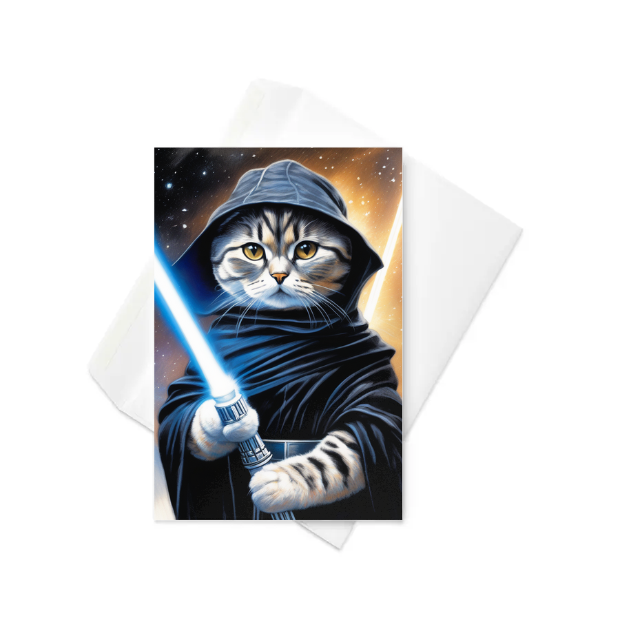 PugMug Custom Black Scottish Fold Cat Greeting Card