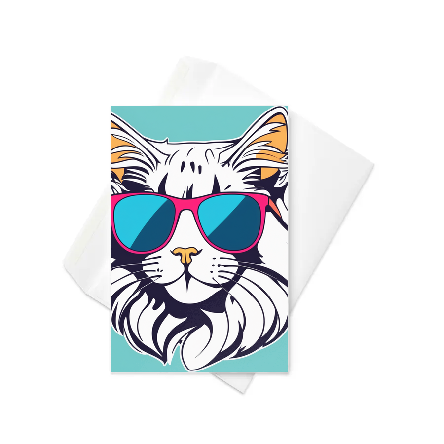 PugMug Custom White Maine Coon Cat Greeting Card