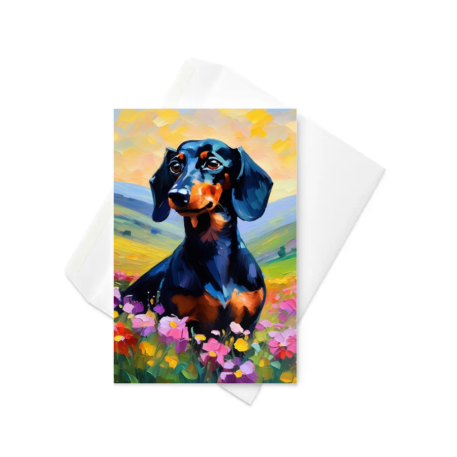 PugMug Custom Black Dachshund Greeting Card