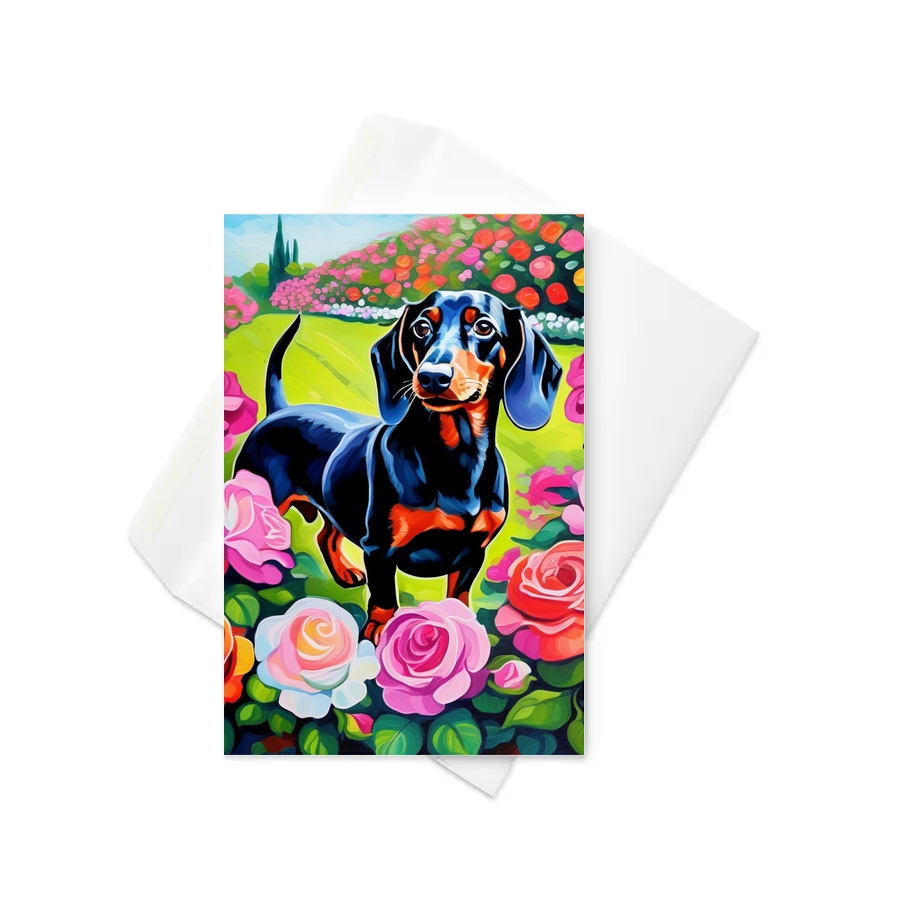 PugMug Custom Black Dachshund Greeting Card