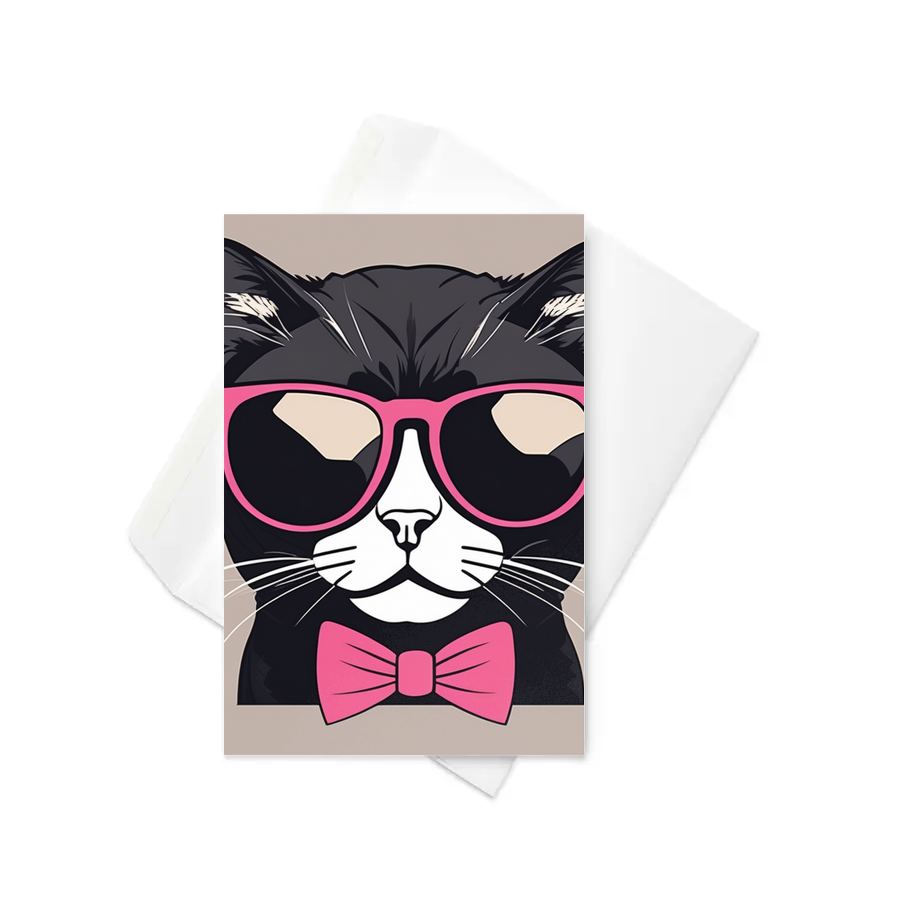 PugMug Custom Black Scottish Fold Cat Greeting Card