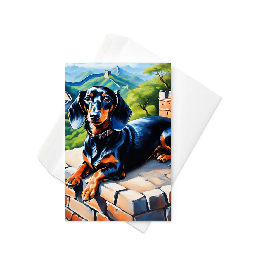 PugMug Custom Black Dachshund Greeting Card