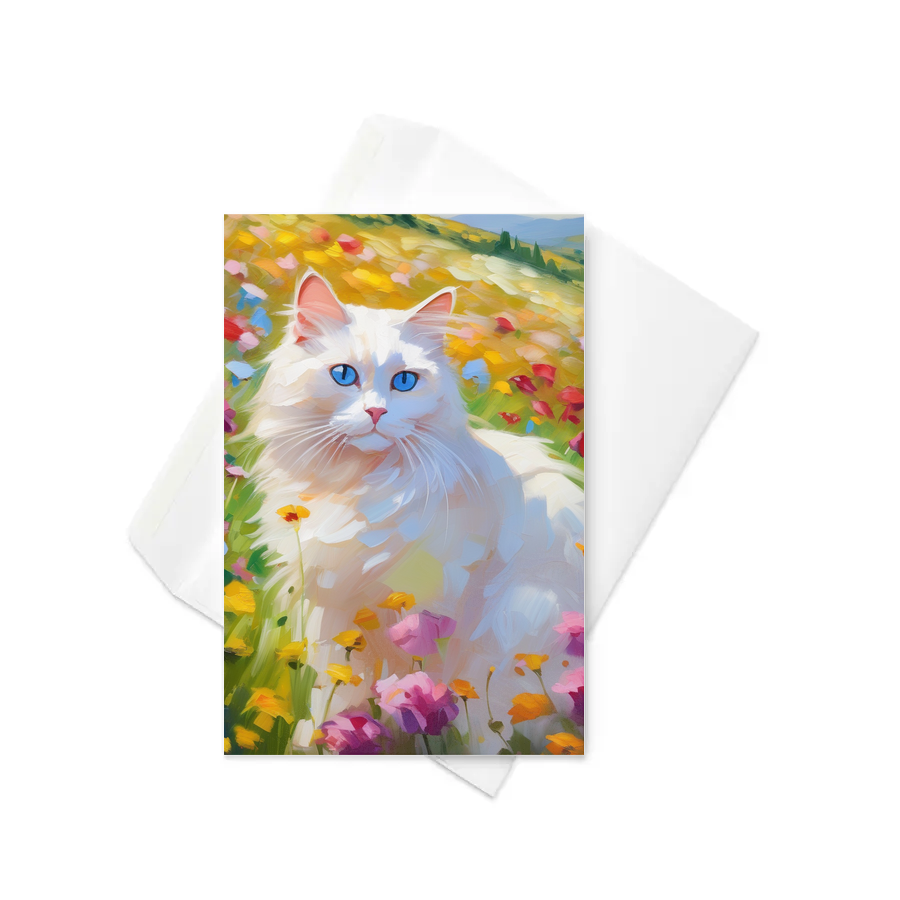 PugMug Custom White Ragdoll Cat Greeting Card