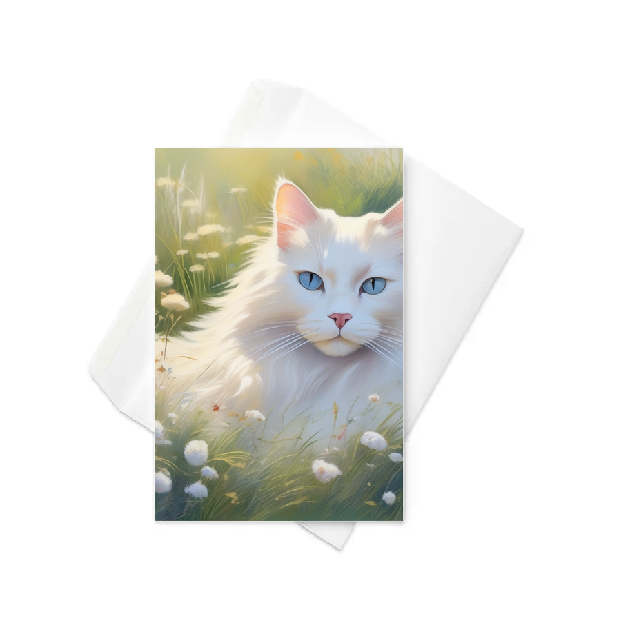 PugMug Custom White Ragdoll Cat Greeting Card