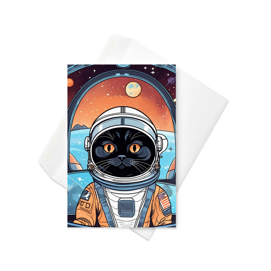 PugMug Custom Black Scottish Fold Cat Greeting Card