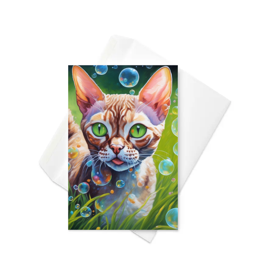 PugMug Custom Tabby Devon Rex Cat Greeting Card