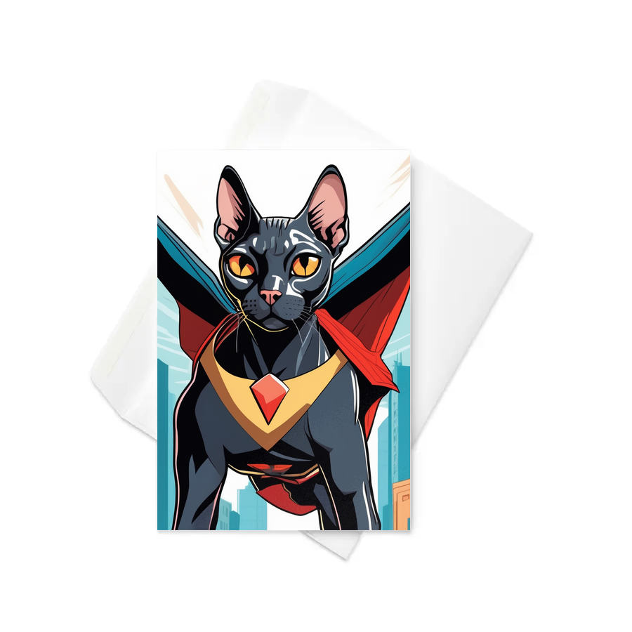 PugMug Custom Black Sphynx Cat Greeting Card