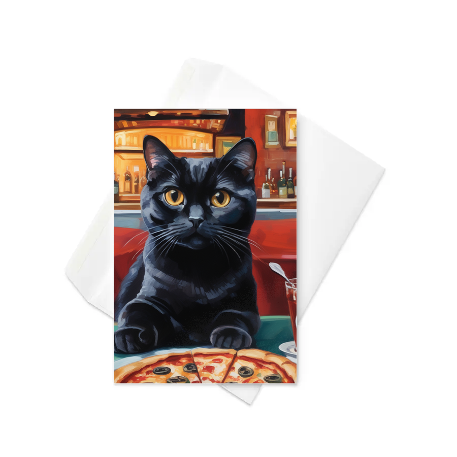 PugMug Custom Black Scottish Fold Cat Greeting Card