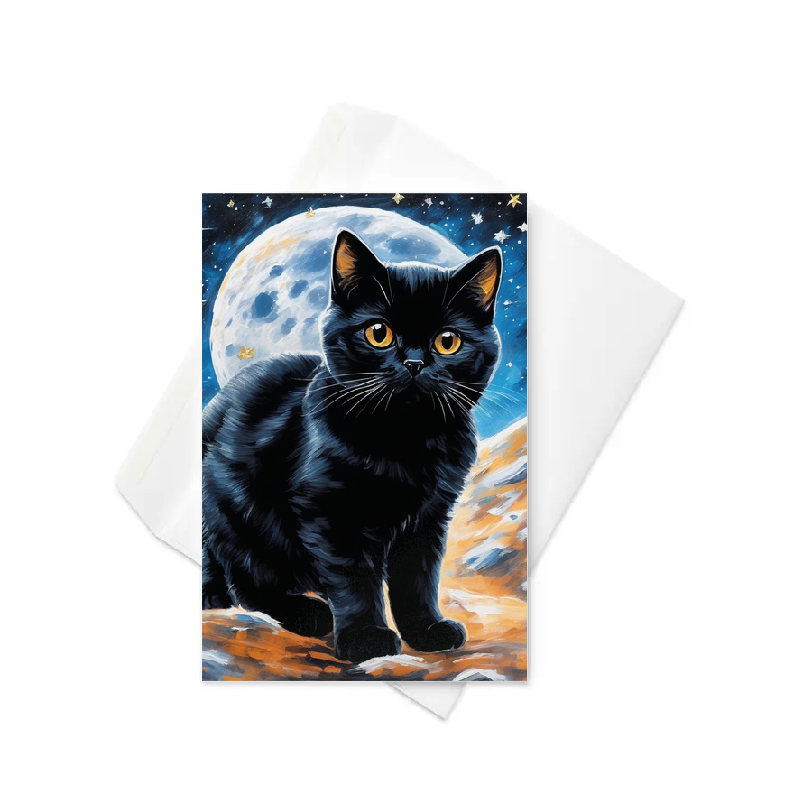 PugMug Custom Black British Shorthair Cat Greeting Card